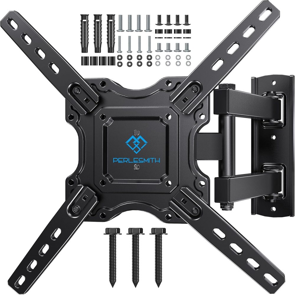 PERLESMITH UL Listed Full Motion TV Wall Mount for Most 26-60 inch Flat Curved OLED 4K TVs up to 77lbs, Wall Mount TV Bracket with Swivel & Extension Arm, Tilt, Leveling, Max VESA 400x400mm, PSMFK12