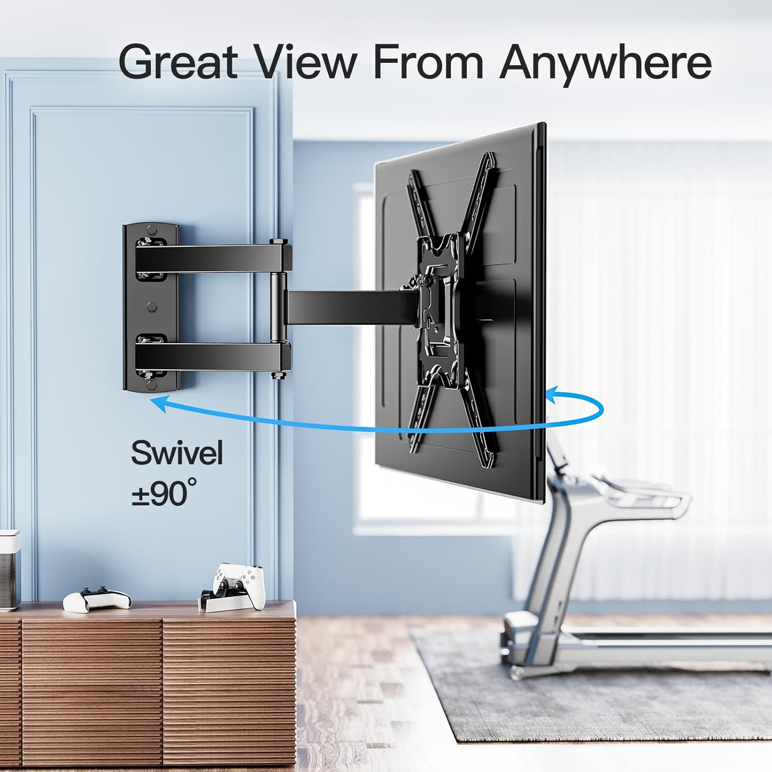 PERLESMITH UL Listed Full Motion TV Wall Mount for Most 26-60 inch Flat Curved OLED 4K TVs up to 77lbs, Wall Mount TV Bracket with Swivel & Extension Arm, Tilt, Leveling, Max VESA 400x400mm, PSMFK12 - Image 5