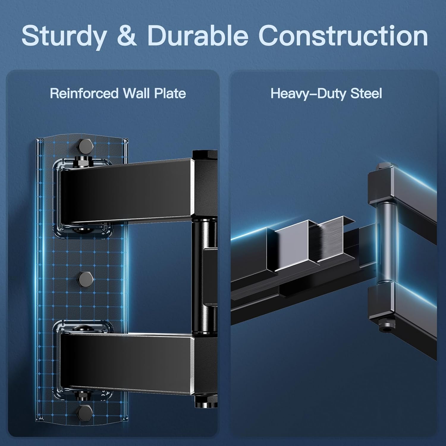 PERLESMITH UL Listed Full Motion TV Wall Mount for Most 26-60 inch Flat Curved OLED 4K TVs up to 77lbs, Wall Mount TV Bracket with Swivel & Extension Arm, Tilt, Leveling, Max VESA 400x400mm, PSMFK12 - Image 7